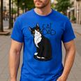 Tuxedo Cat Dad Cat Dad Tuxedo Cat Dad Men's Casual T-Shirt Royal Blue Tuxedo Cat Dad Cat Dad Tuxedo Cat Dad Men's Casual T-Shirt Royal Blue