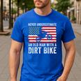 Never Underestimate An Old Man With A Dirt Bike Grandpa Dad Men's Casual T-Shirt Royal Blue
