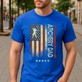 USA American Flag Archery Dad Men's Casual T-Shirt Royal Blue