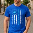 USA Flag Best Dog Dad Ever American Puppy Lover Paw Men's Casual T-Shirt Royal Blue