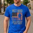 Vet Bod Like Dad Bod But With More Back Pain US Flag Veteran Men's Casual T-Shirt Royal Blue Vet Bod Like Dad Bod But With More Back Pain US Flag Veteran Men's Casual T-Shirt Royal Blue