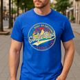 Vintage Awesome Single Dad Retro Fathers Day For Dad Grandpa Men's Casual T-Shirt Royal Blue
