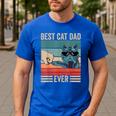 Vintage Best Cat Dad Ever Bump Fist Father's Day Cat Daddy Men's Casual T-Shirt Royal Blue