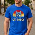 Vintage Cat Daddy Cat Lover Cat Dad Fathers Men's Casual T-Shirt Royal Blue Vintage Cat Daddy Cat Lover Cat Dad Fathers Men's Casual T-Shirt Royal Blue