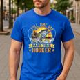 Vintage Father's Day Fishing Full Time Dad Part Time Hooker Men's Casual T-Shirt Royal Blue