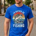 Vintage I'd Rather Be Fishing Graphic Bass Dad Boy Men Men's Casual T-Shirt Royal Blue