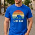 Vintage Lion Dad Father Grandpa Father's Day Men's Casual T-Shirt Royal Blue