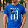 Vintage Proud Army Dad With American Flag Men's Casual T-Shirt Royal Blue