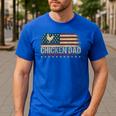 Vintage USA Flag Chicken Dad Stars Men's Casual T-Shirt Royal Blue
