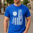Vintage Volleyball Dad USA Flag Retro Fathers Day Daddy Papa Men's Casual T-Shirt Royal Blue
