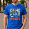 Weiner Dachshund Dad Drink Beer Hang With Dog Vintage Men's Casual T-Shirt Royal Blue