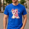 Westie Dog Valentines Day Dog Mom Westie Dad Candy Sucker For Men Women Girls Kids Men's Casual T-Shirt Royal Blue