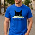 Women's Meowjong Cat Mahjong Chinese Game Cat Mom Dad Men's Casual T-Shirt Royal Blue