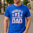 World's 1 Sluttiest Dad Apparel Men's Casual T-Shirt Royal Blue World's 1 Sluttiest Dad Apparel Men's Casual T-Shirt Royal Blue