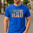 Wrestling Dad American Flag Matching For Dads Of Wrestlers Men's Casual T-Shirt Royal Blue