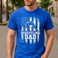 Wrestling Dad US Flag Fathers Day Wrestling Fans Men's Casual T-Shirt Royal Blue