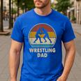Wrestling Dad Vintage Wrestling Retro Wrestling Lover Men's Casual T-Shirt Royal Blue