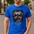 Yorkie Dad Cute Cool Dog In Sunglasses C Men's Casual T-Shirt Royal Blue