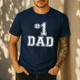 1 Dad Number One Father's Day Vintage Style Men's Casual T-Shirt Navy