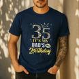 35 It's My Dad's Birthday Crown Happy 35 Years Old Men's Casual T-Shirt Navy
