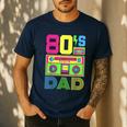 80s Dad 1980s Fashion Eighties Theme Outfit Fathers Day 80's Men's Casual T-Shirt Navy