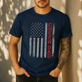 American Flag Cheer Dad Vintage Patriotic Father Cheerleader Men's Casual T-Shirt Navy