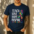Autism Awareness Ribbon Mom Dad Kids Autistic Support Autism Men's Casual T-Shirt Navy