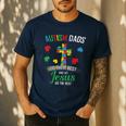 Autism Dad Son Father Autistic Kid Awareness Jesus Christian Men's Casual T-Shirt Navy