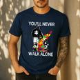 Autism Dad Support Alone Puzzle You'Ll Never Walk Men's Casual T-Shirt Navy Autism Dad Support Alone Puzzle You'Ll Never Walk Men's Casual T-Shirt Navy