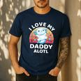Axolotl Kids Teens Retro Sunset I Love My Daddy Men's Casual T-Shirt Navy