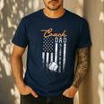 Baseball Coach Dad Like A Normal Dad Only Cooler USA Flag Men's Casual T-Shirt Navy