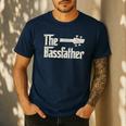 The Bassfather Distressed Bass Player Dad Fathers Day Men's Casual T-Shirt Navy