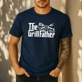 Bbq Dad Retro Grill Father Father's Day Men's Casual T-Shirt Navy