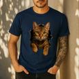 Bengal Cat Lover Animal Pet Bengal Cat Owner Mom Cat Dad Cat Men Women Kids Men's Casual T-Shirt Navy