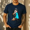 Bernedoodle I Love Dad Tattoo Apparel Dog Dad Dads Men's Casual T-Shirt Navy