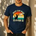 Best Cat Dad Ever Cat Lover Kitten Owner Kitty Men's Casual T-Shirt Navy