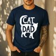 Best Cat Dad Fathers Day Men Kitty Daddy Papa Christmas Meow Men's Casual T-Shirt Navy
