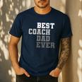 Best Coach Dad Ever Football Soccer Baseball Basketball Men's Casual T-Shirt Navy