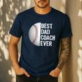 Best Dad Coach Ever Baseball For Sport Lovers Men's Casual T-Shirt Navy