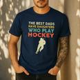 The Best Dads Have Daughters Who Play Hockey Vintage Men's Casual T-Shirt Navy The Best Dads Have Daughters Who Play Hockey Vintage Men's Casual T-Shirt Navy