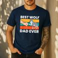 Best Wolf Dad Ever Men's Casual T-Shirt Navy