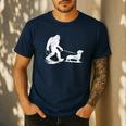 Bigfoot Walking Dachshund Tee Wiener Dog Dad Men's Casual T-Shirt Navy