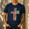 Blessed Dad Christian From Daughter Son Jesus Patriotic Men's Casual T-Shirt Navy