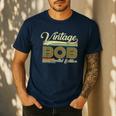 Bob Name Vintage Bob Father's Day Dad Bob Men's Casual T-Shirt Navy