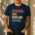 Bowler Husband Dad Bowling Legend Father's Day Men's Casual T-Shirt Navy