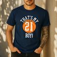 My Boy 21 Basketball Number 21 Jersey Basketball Mom Dad Men's Casual T-Shirt Navy