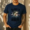 Boy Daddy Fishing Buddy Matching Fishing Bass Fishing Men's Casual T-Shirt Navy