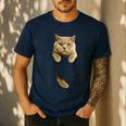 British Shorthair Cat Pocket Cat Mom Cat Dad Cat Lover Men's Casual T-Shirt Navy