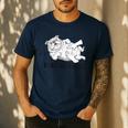 Bulldog Rolling Fatties Dog Mom Dad Owner Men's Casual T-Shirt Navy Bulldog Rolling Fatties Dog Mom Dad Owner Men's Casual T-Shirt Navy