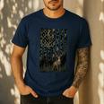 Camo Deer American Flag Graphic Hunting Men Dad Boys Men's Casual T-Shirt Navy